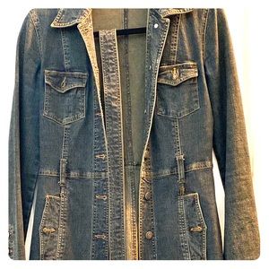 Stretch blue jean trench jacket